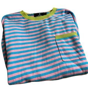Lillisuroy Pink and Blue Striped Crewneck Sweater excellent like new size small